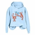 thumbnail image 4 of Wang6 Funny Graphic Hoodies for Womens Loose Fit Shrimp Pirinted Hooded Pullovers Sweatshirts Trendy Fall Long Sleeve V Neck Tops Light Blue XL, 4 of 4