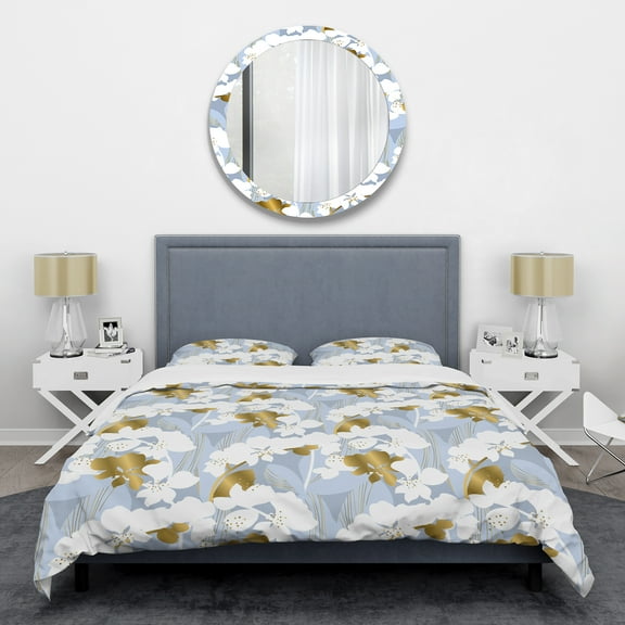 Designart 'Orchid blossom color pattern' Mid-Century Modern Duvet Cover Set
