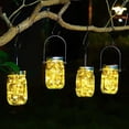 thumbnail image 2 of Tarros de cristal con energía solar, luces de hadas de alta calidad, resistentes al agua y al óxido, para decoración de bodas, patios, jardines, 30 LED por linterna, 4 unidades, 2 of 5