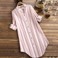 thumbnail image 2 of Blouses Button-Down Shirts for Women Long Sleeve Plus Size Stripe Pocket Loose Blouse Casual Button Shirt Top, 2 of 3