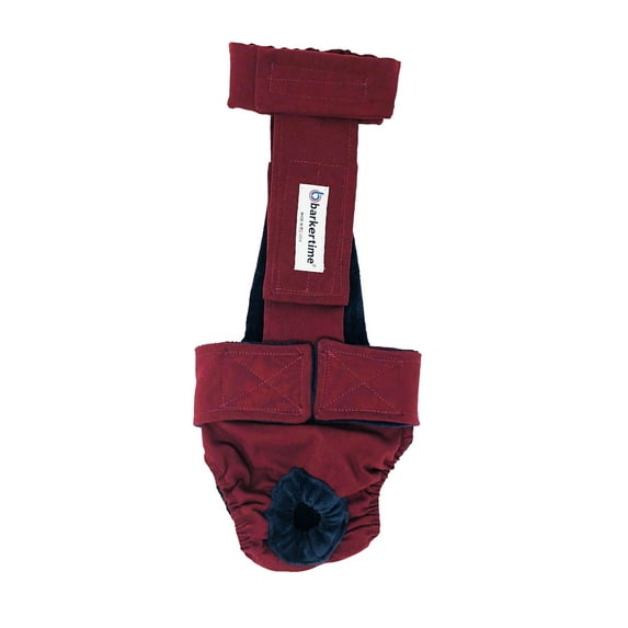 Barkertime Burgundy Escape-Proof Washable Dog Diaper Overall - Made in USA