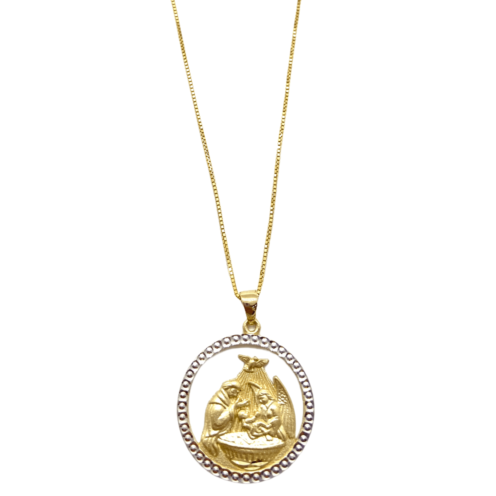 14k Gold Baby Baptism Pendant with 18 
