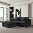 thumbnail image 2 of The Magic Home Cloud Modular L-Shaped Linen Sectional Sofa with Ottoman, Black, 2 of 12