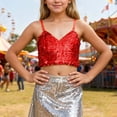 thumbnail image 2 of Byoo Tween Girls Summer Sleeveless Tank Top Sequin Spaghetti Strap V Neck Daily Sleeveless Tee Shirts Tshirt, 2 of 4