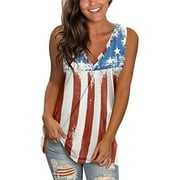 American Flag Shirt Women Short Sleeve Tops V Neck USA Flag Casual Patriotic Tee Tops July 4th Independence Day Tees Clothing Memorial Day Patriotic Tank Tops