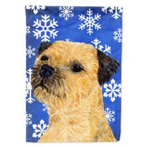 Carolines Treasures LH9278-FLAG-PARENT Border Terrier Winter Snowflakes Holiday Flag  multicolor