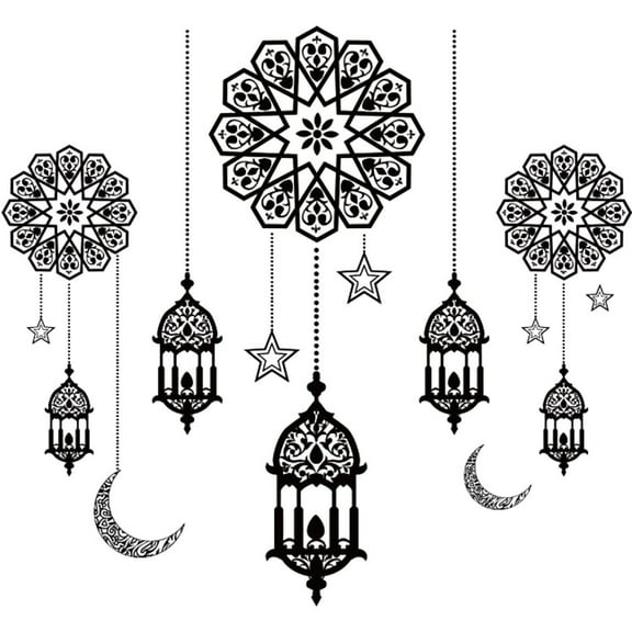 vlrwzc Window Sticker EID Mubarak Decoration Happy Islamic Muslim Party Wall Stickers for Window Living Room Bedroom Mirror Decor
