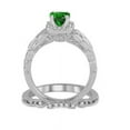 thumbnail image 3 of 2.50 Carat Princess cut Emerald and Diamond Halo Bridal Ring Set in 14k White Gold affordable emerald & diamond engagement ring, 3 of 3