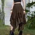 thumbnail image 6 of Dianli Lace Irregular Skirt Punk Skirt Women's Lace Irregular Hemline Solid Elastic Waist Gothic Punk Casual Mini Skirt Edgy Streetwear Lace Irregular Skirt, 6 of 9