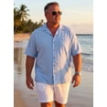 thumbnail image 4 of DARING DIVA Men's Big & Tall Summer Beach Camp Collar Short Sleeve Shirt XL Light Blue, 4 of 7