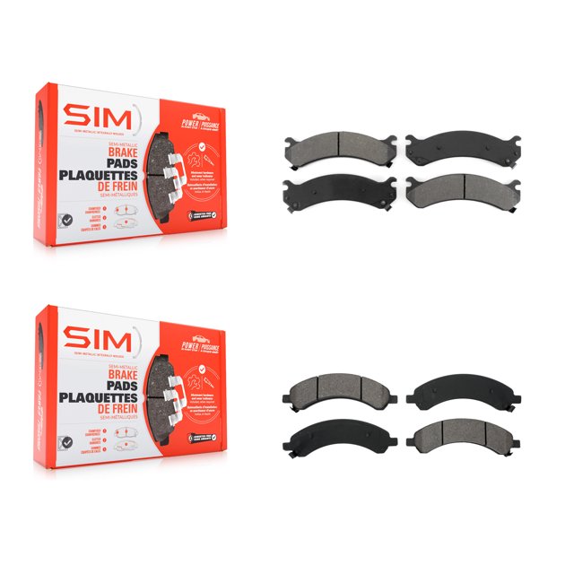 SIM Front Rear Semi-Metallic Brake Pads Kit for Car 2003-2008 Chevrolet Express 3500 GMC Savana with Dual Wheels KSM-100328