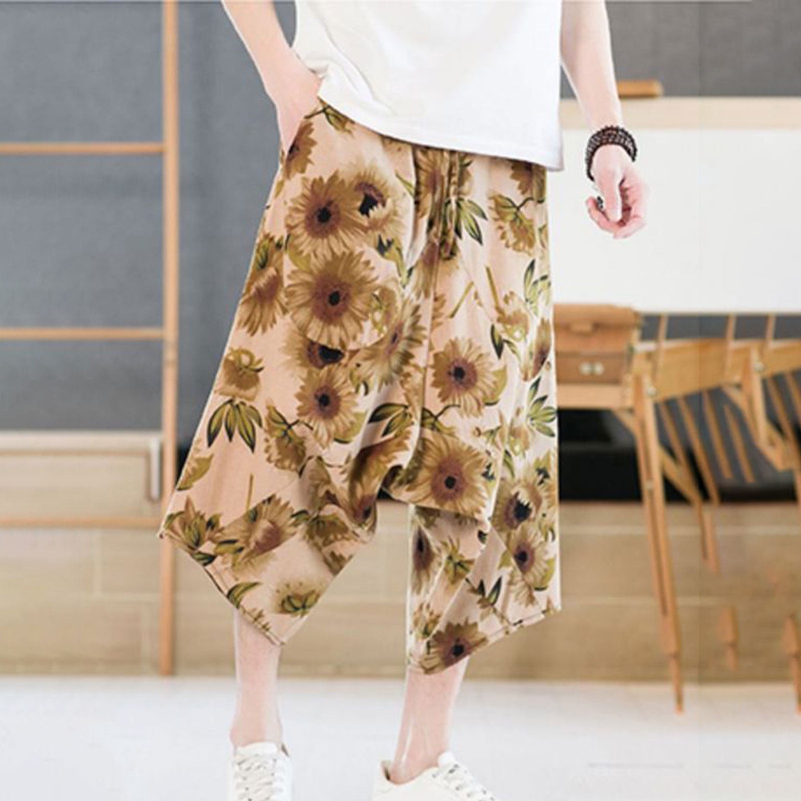 Mustard Lace Detailed Butterfly Harem Pants - Şaman Butik | Boho Fashion