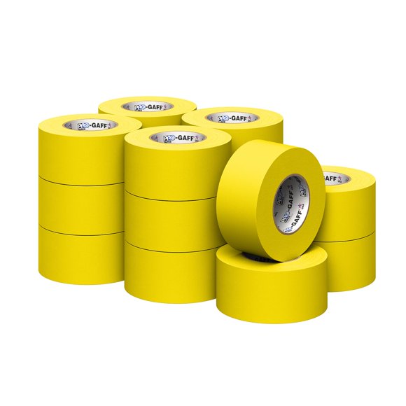 3" Pro Gaff Gaffers Tape 55 yards length yellow matte. Premium Heavy-Duty Gaffers Tape trusted by professional Gaffers. Made in the USA. Holds Tight, Easy to remove. (Pack of 16)