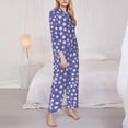 thumbnail image 3 of Honeii Daisies Flowers print Women's Pajama Sets Long Sleeve Button Down Sleepwear Nightwear Soft Pjs Lounge Sets-X-Large, 3 of 7