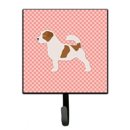 

Carolines Treasures BB3607SH4 Jack Russell Terrier Checkerboard Pink Leash or Key Holder 7Hx4.25W multicolor