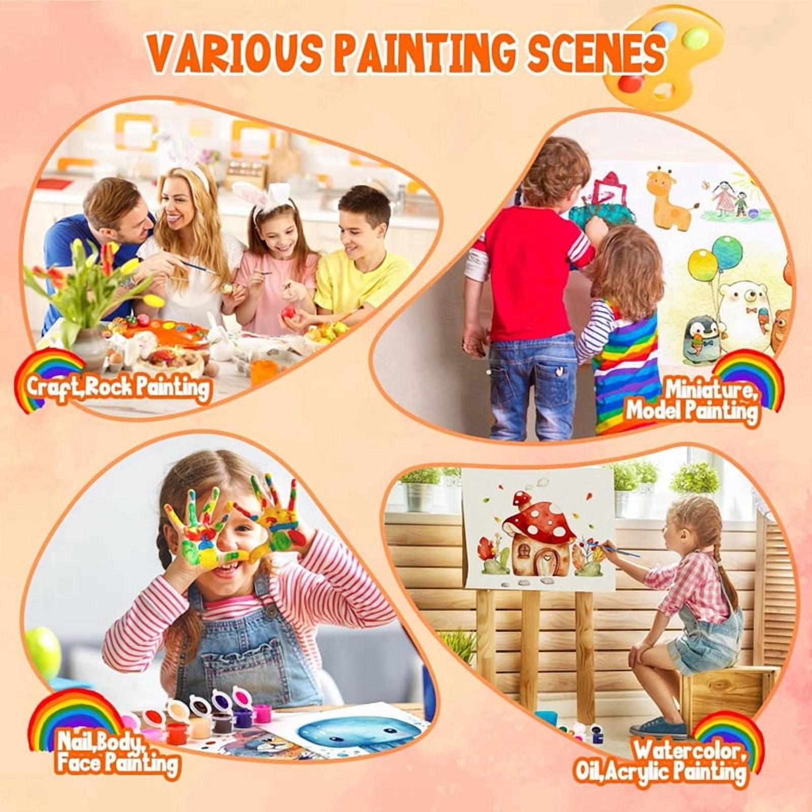 12 Pack 144Pcs Mini Acrylic Paint Set with Brushes for Kids Adults Craft Paint, 12 Colors Washable Acrylic Paint Strips