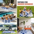 thumbnail image 4 of Blue Morocco Outdoor Rug for Patio/Deck/Porch, Non-Slip Large Area Rug 6 x 9 Ft, Vintage Graffiti Paint Art Boho Dappled Indoor Outdoor Rugs Washable Area Rugs, Reversible Camping Rug Carpet Runner, 4 of 8