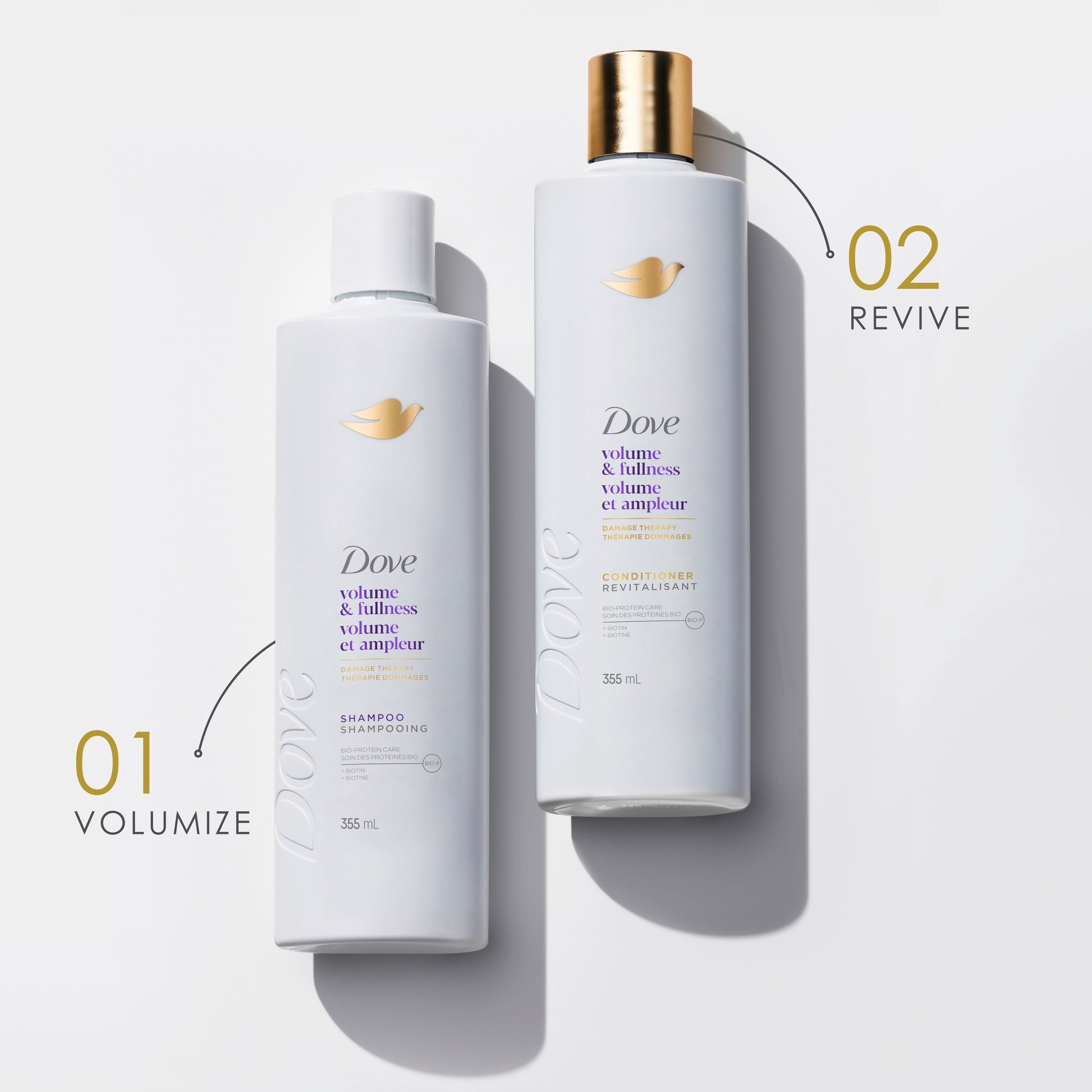 Dove Shampoo & Conditioner for Fine, Thin Hair Volume and Fullness with Bio-Protein Care Technology and Biotin ,12 fl oz 2 Pack