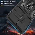 thumbnail image 2 of FIEWESEY Compatible with Samsung Galaxy S26 Case Built in Slide Camera Lens Cover Finger Ring Holder Kickstand,Heavy Duty Shockproof Full Body Phone Cover For Samsung Galaxy S26 2026,Black, 2 of 7