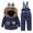 Dark Blue, variant on Winter Toddler Boys and Girls Warm Jackets Thickened Down Jacket Strap Pants Two-piece Suit