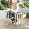 thumbnail image 3 of Topbuy Clothes Drying Rack Stainless Steel Gullwing Style Rack with 6-Level Adjustable Height High Hanger Design Side Clips, 3 of 8