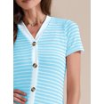thumbnail image 5 of DARING DIVA Striped Ribbed Knit Short Sleeve Midi Dress M Blue, 5 of 6