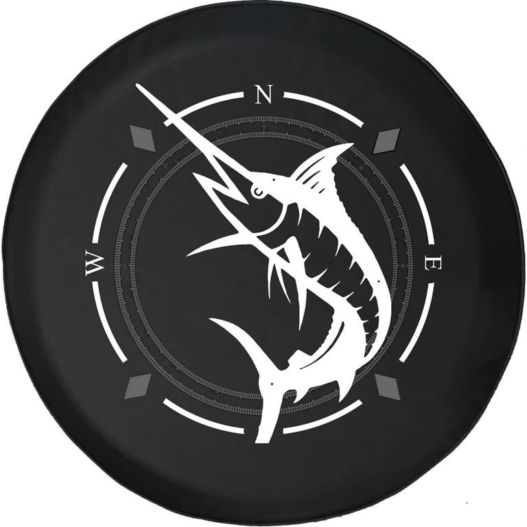 Spare Tire Cover Compass Marlin Big Game Fishing Wheel Covers Fit for SUV  accessories Trailer RV Accessories and Many Vehicles