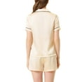thumbnail image 3 of INSPIRE CHIC Women's Pajama Sets Short Sleeve Button Down Top with Shorts Lounge Sets XS Champagne, 3 of 6
