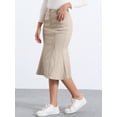 thumbnail image 3 of DARING DIVA Women's Denim Ruffle Fishtail Bodycon Midi Skirts L Light Khaki, 3 of 5