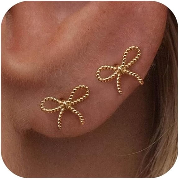 14k Gold Plated  Back Earrings for Women Small Gold Stud Earrings Dainty Cubic Zirconia Flatback Stud Earring for Women Lightweight Hypoallergenic Minimalist Jewelry Gifts