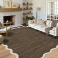 thumbnail image 2 of Garvee 6'x9' Modern Scalloped Rug Washable Rug with Non Slip Backing, Neutral Farmhouse Soft Low Pile Carpet for Living Room Bedroom Home Office, Brown, 2 of 8