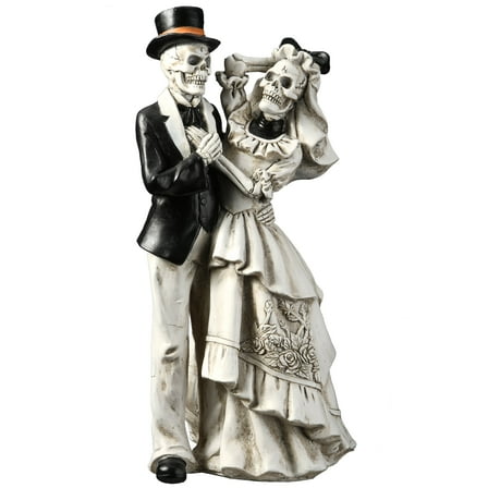 11 in. Halloween Figurine, Black, White, Skeleton Couple, Dancing