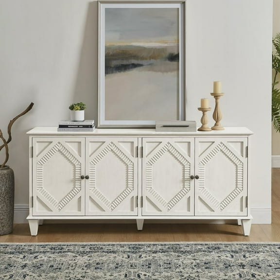 Kadyn Buffet Cabinet, Sideboard Cabinet,65.2" Mid Century Modern Sideboard Buffet Cabinet with Storage for Living Room/Entryway/Kitchen, Antique White