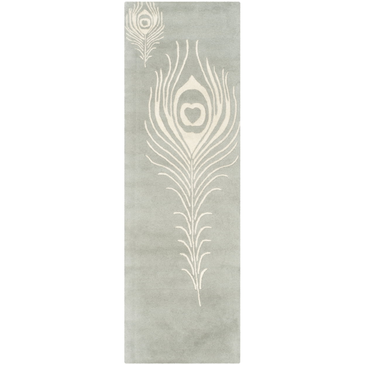 SAFAVIEH Soho Jarvis Peacock Feather Wool Area Rug, Grey/Ivory, 8' x 8' Square