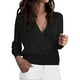 thumbnail image 4 of Top Cruzado De Punto Acanalado Con Cuello En V De Manga Larga Para Mujer, Camisas De Manga Larga De Punto, Camisas Cruzadas, Jersey, Tops Elegantes, Camisa De Manga Larga, 4 of 8