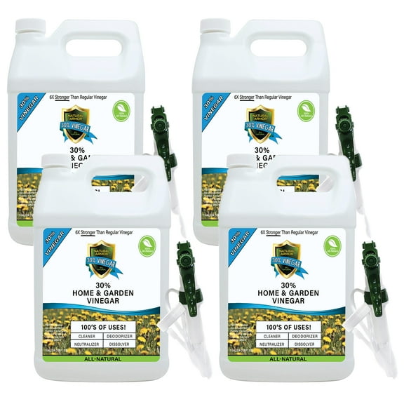 Natural Armor 30% Concentrated Industrial Strength Vinegar for Home & Garden & Literally Hundreds of Other Uses. 6X Stronger Than Regular Vinegar (CASE OF (4) 128 OZ GALLONS)