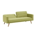 thumbnail image 3 of Convertible Futon Sofa Bed with Pillow, Modern Tufted Linen Upholstered Sleeper Sofa Couch with Adjustable Backrest & Wood Tapered Legs, Folding Loveseat Reclining Sofa, Accent Sofa for Office, Green, 3 of 7