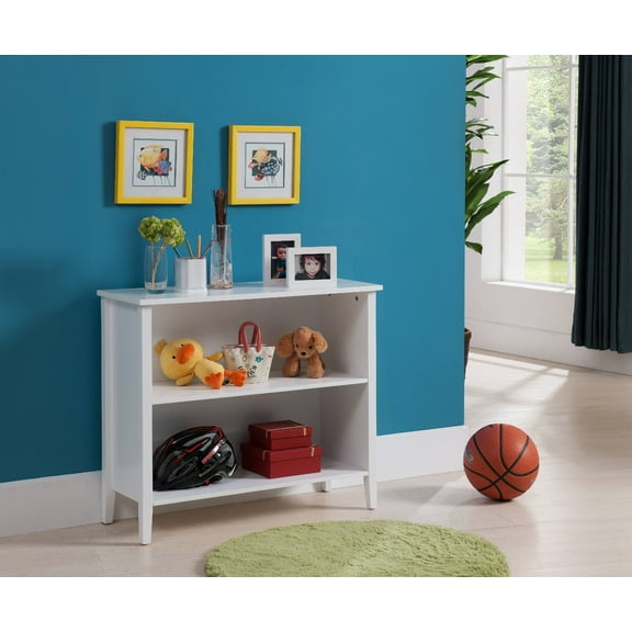 Daren White Wood Contemporary 2 Tier Shelf Kids Bookcase Storage Shelves Display Stand Organizer