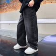 thumbnail image 4 of Gibobby Boys Pants Toddler Kids Boys Sports Cargo Pull On Pants Stretch Elastic Waist School 2T 3T 4T 5T 6T 7T 8T Kids Joggers Boys Warm Casual Pants(9-10 Years,Black), 4 of 9