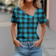 thumbnail image 2 of Birdeem Chemise à Manches Courtes pour Femmes avec Imprimé à Carreaux T-Shirt Décontracté, 2 of 12