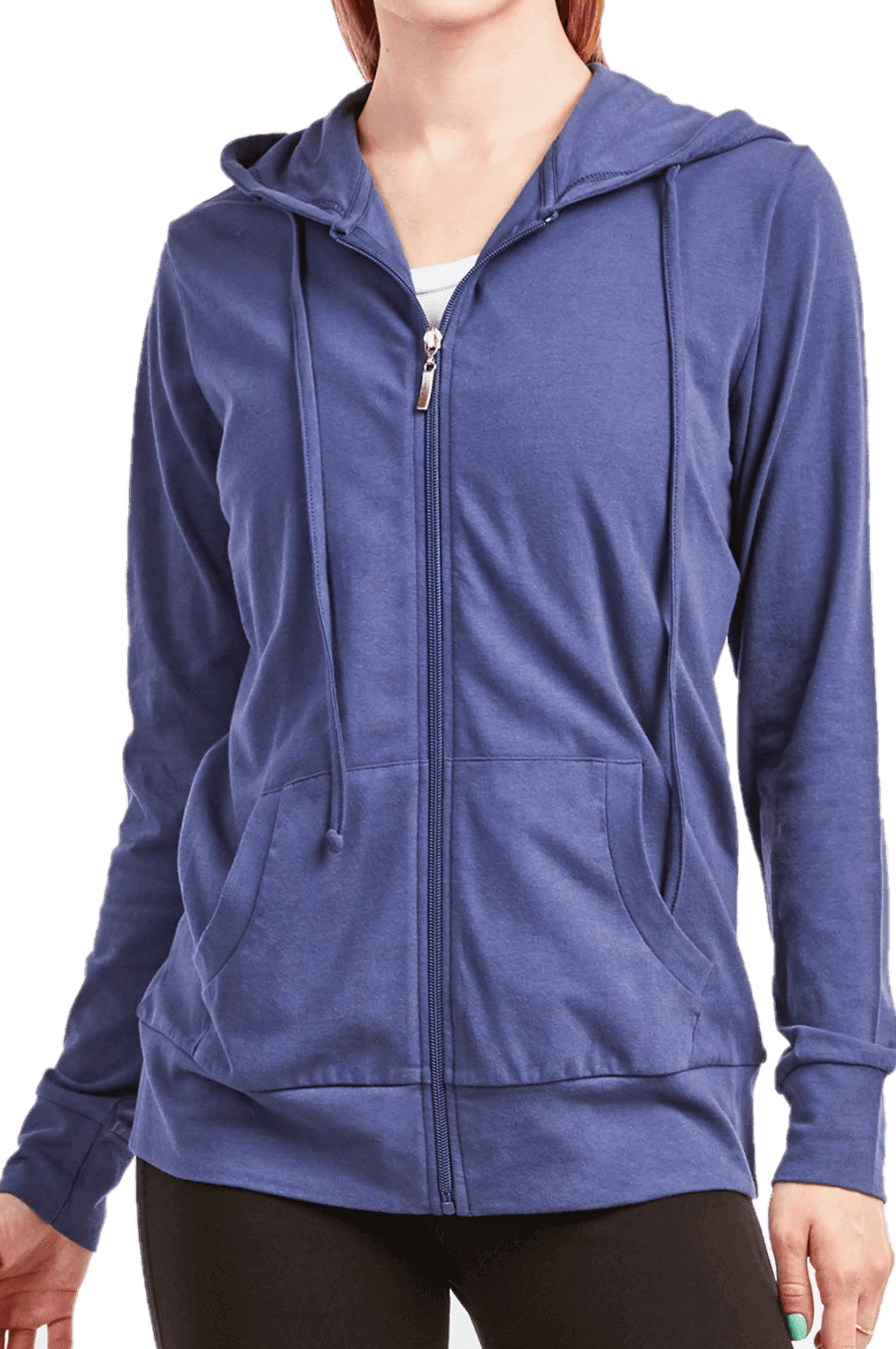 Women's Active Casual Thin Cotton Zip Up Hoodie Jacket, Denim S, 1 Pack