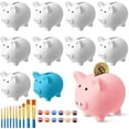 12 Pcs Diy Ceramic Piggy Banks Pig Piggy Banks Coin Bank Unglazed White Pig