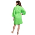 thumbnail image 2 of Women's Short Waffle Kimono Lime Green Bathrobe (One Size), 2 of 3