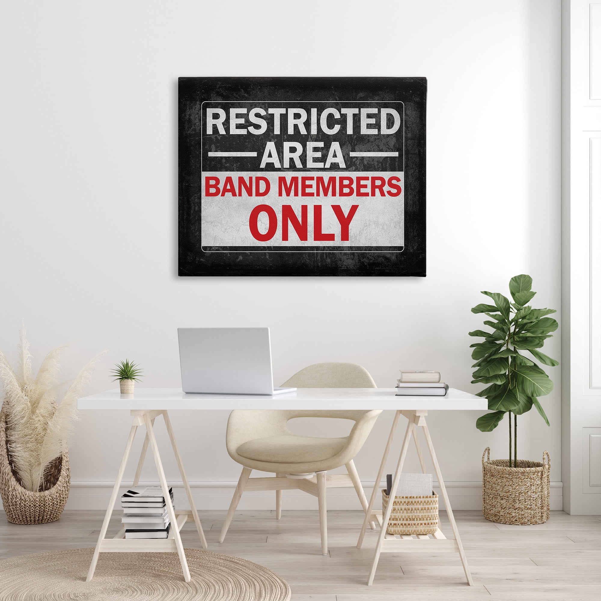 Stupell Industries Band Members Only Typography Painting Gallery Wrapped Canvas Art Print Wall Art, 48 x 36