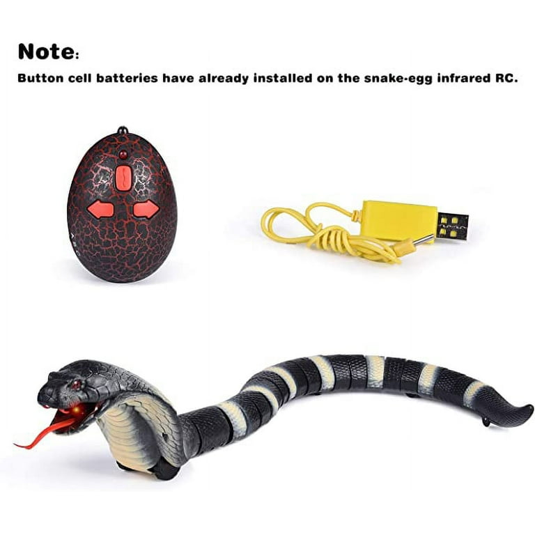 Remote Control Naja Snake Toy Electric Snake Toy for Kids rc Snake Toy for  Cats Rechargeable Realistic Cobra Snake for Pranks (Black)