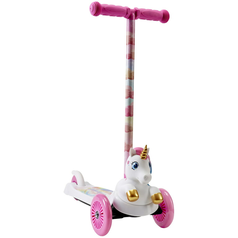 Unicorn 3 Wheel Kick Scooter with Light-up Wheels for Preschool and Toddler  Kids Ages 3+