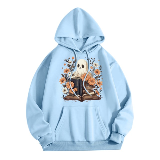 WEAIXIMIUNG Chandail pour Femmes Graphique Tendance Chandail Décontracté pour Femmes à Col Rond avec Poche Chandail à Capuchon Imprimé