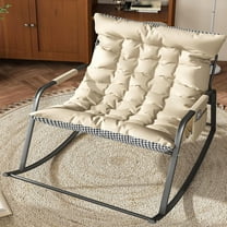 45.28''Rocking Chair Outdoor Indoor, Oversized Rocking Chairs with Cushion & Armrests, Comfy Sofa Recliner Egg Chair with Side Pocket for Living Room Patio Porch Garde,White