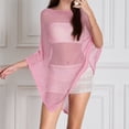 thumbnail image 5 of Women Sheer Poncho Top Lightweight Knit Crochet Shrug Bolero Mesh Batwing Sleeve Sweater Cover Up Beachwear, 5 of 6