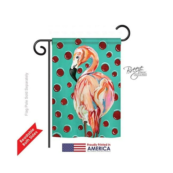 Breeze Decor 55048 Birds Polka Dot Flamingo 2-Sided Impression Garden Flag - 13 x 18.5 in.